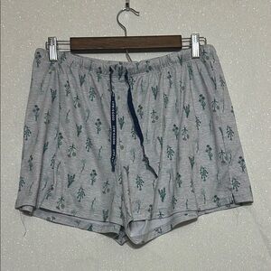 Gray and Green asleep Shorts with Elastic Waistband